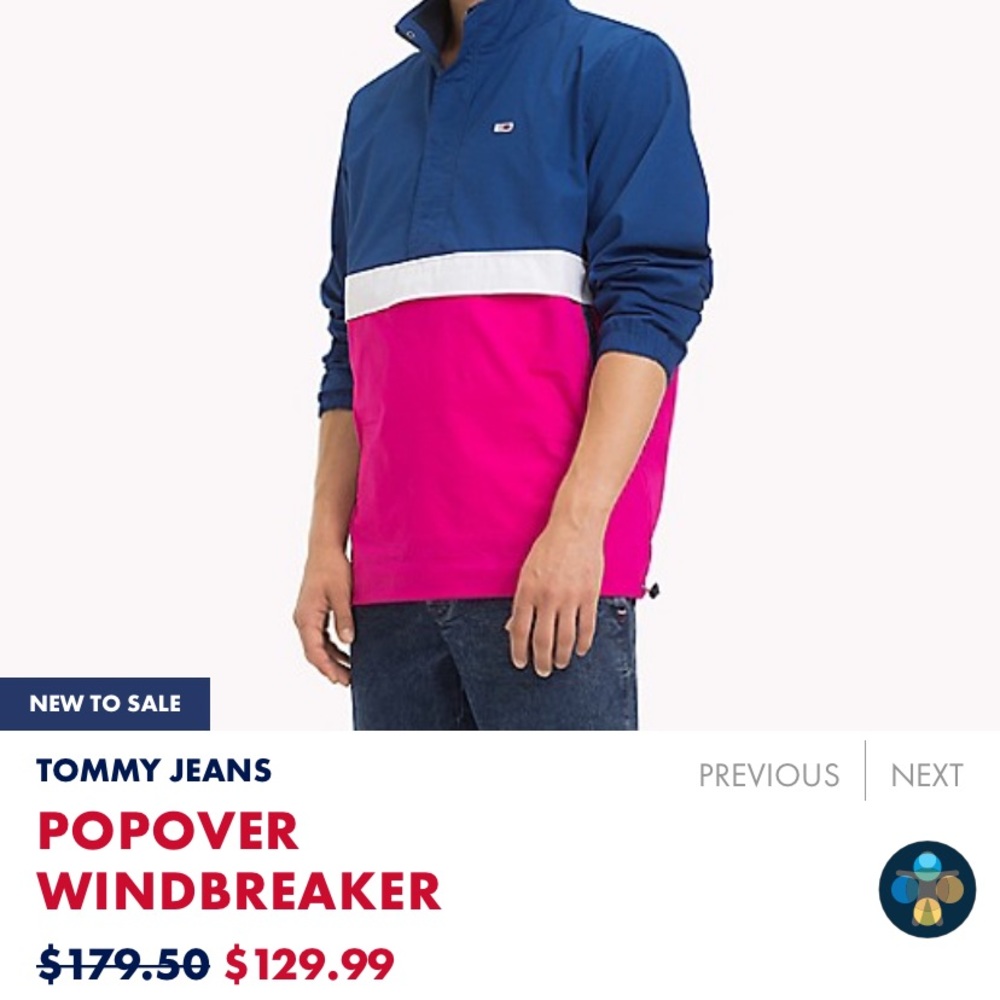 NWT TOMMY JEANS POPOVER WINDBREAKER MENS MEDIUM